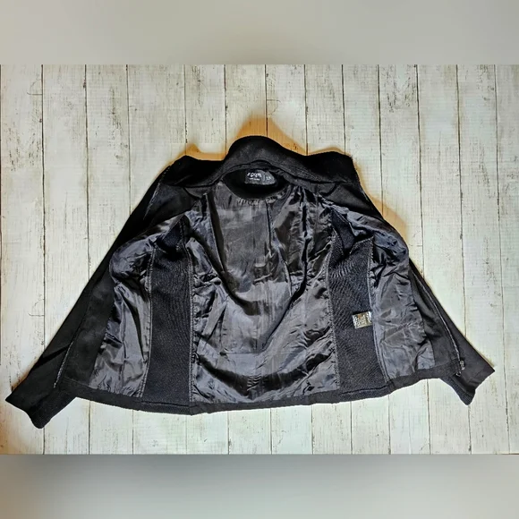 NEW SPYM Sleek Black Faux Suede Moto Stretchy Jacket Ribbed Sides & Sleeves - Picture 8 of 12